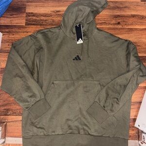 adidas Olive Green Men's Pullover Hoodie with Logo